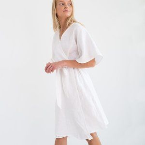 NWOT 'Love and Confuse' White Linen MARY Wrap Dress